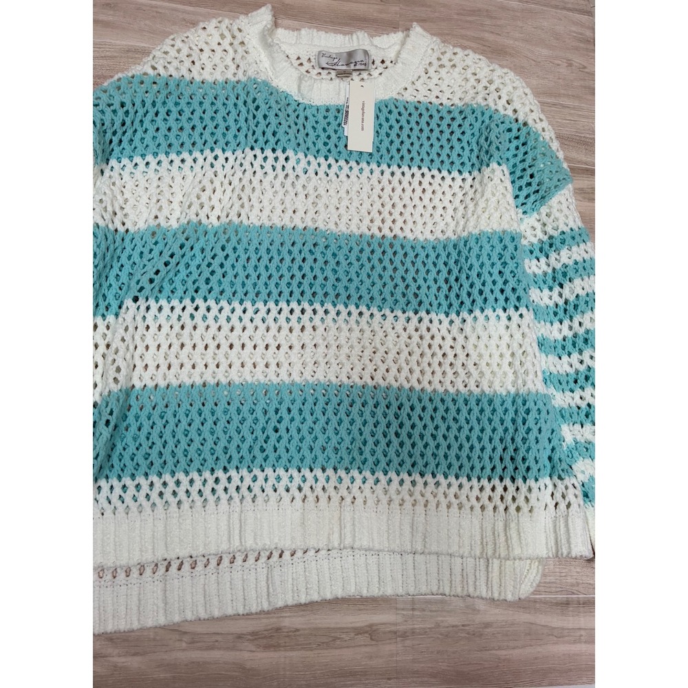 Vintage Havanna Striped Crochet Knit Sweater Top Size M